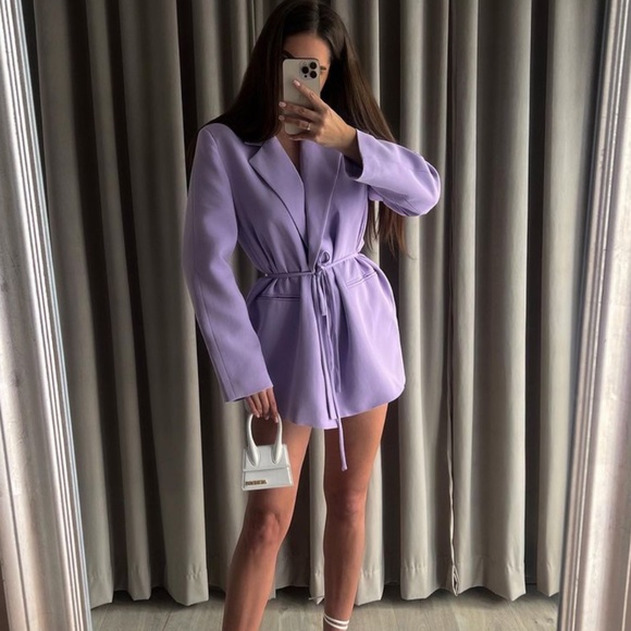 Zara STRAIGHT CUT BELTED BLAZER - Picture 14 of 16